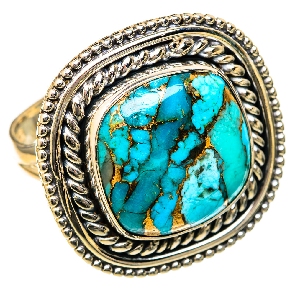 Blue Copper Composite Turquoise Rings handcrafted by Ana Silver Co - RING104708 - Photo 2