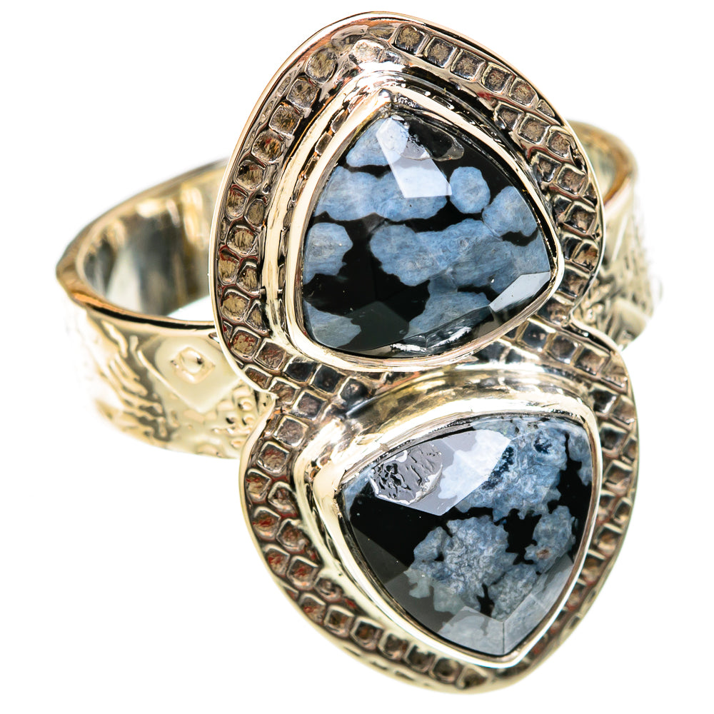 Snowflake Obsidian Rings handcrafted by Ana Silver Co - RING104742 - Photo 2