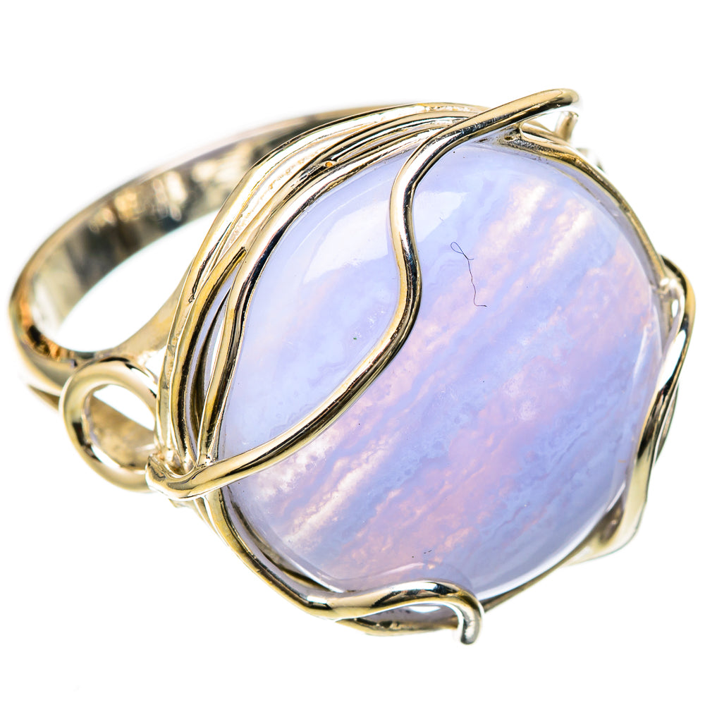 Blue Lace Agate Rings handcrafted by Ana Silver Co - RING104794 - Photo 2