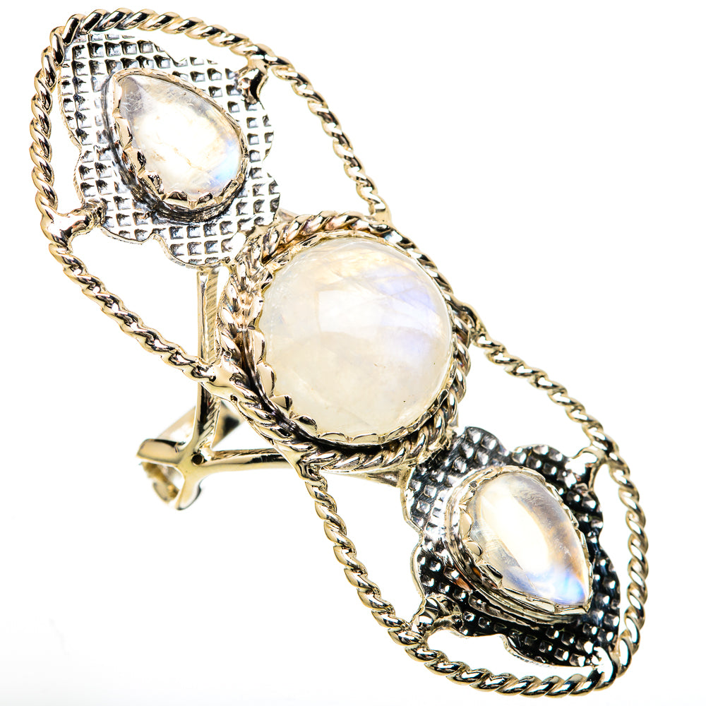 Rainbow Moonstone Rings handcrafted by Ana Silver Co - RING104865 - Photo 2