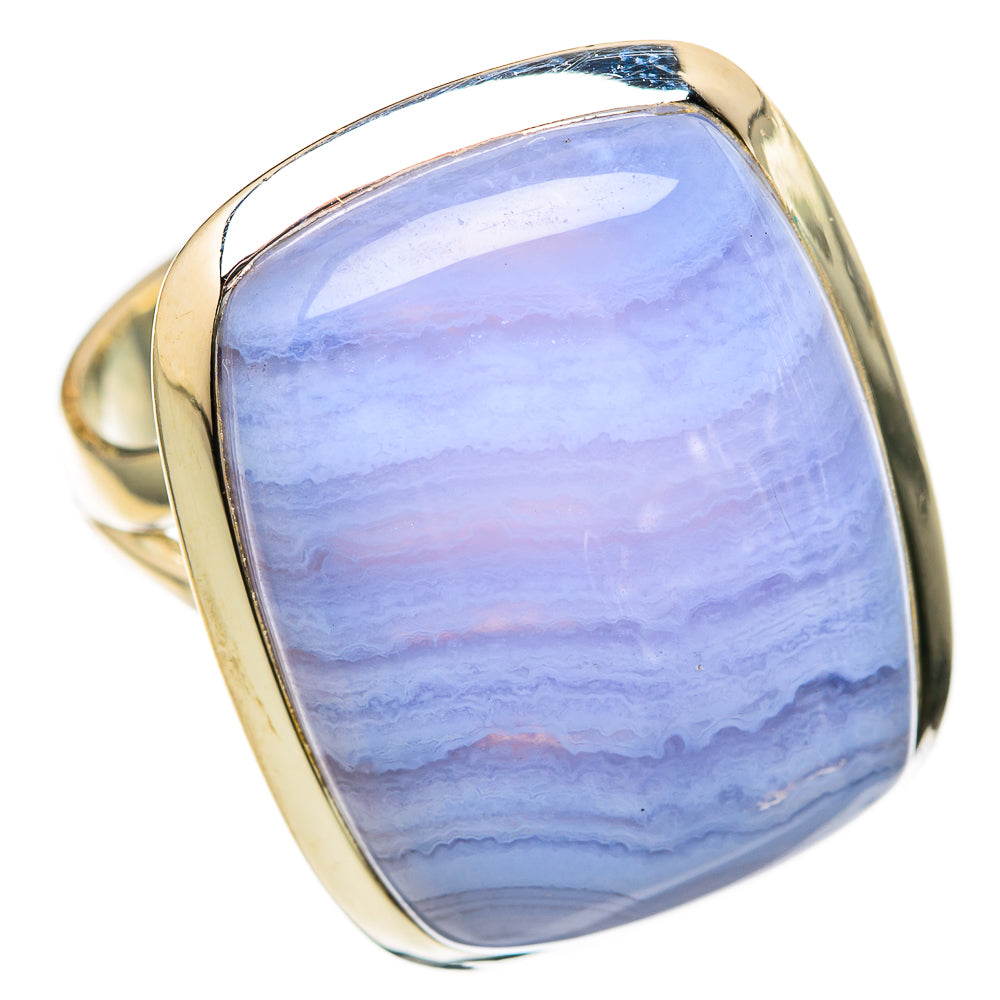 Blue Lace Agate Rings handcrafted by Ana Silver Co - RING104989 - Photo 2