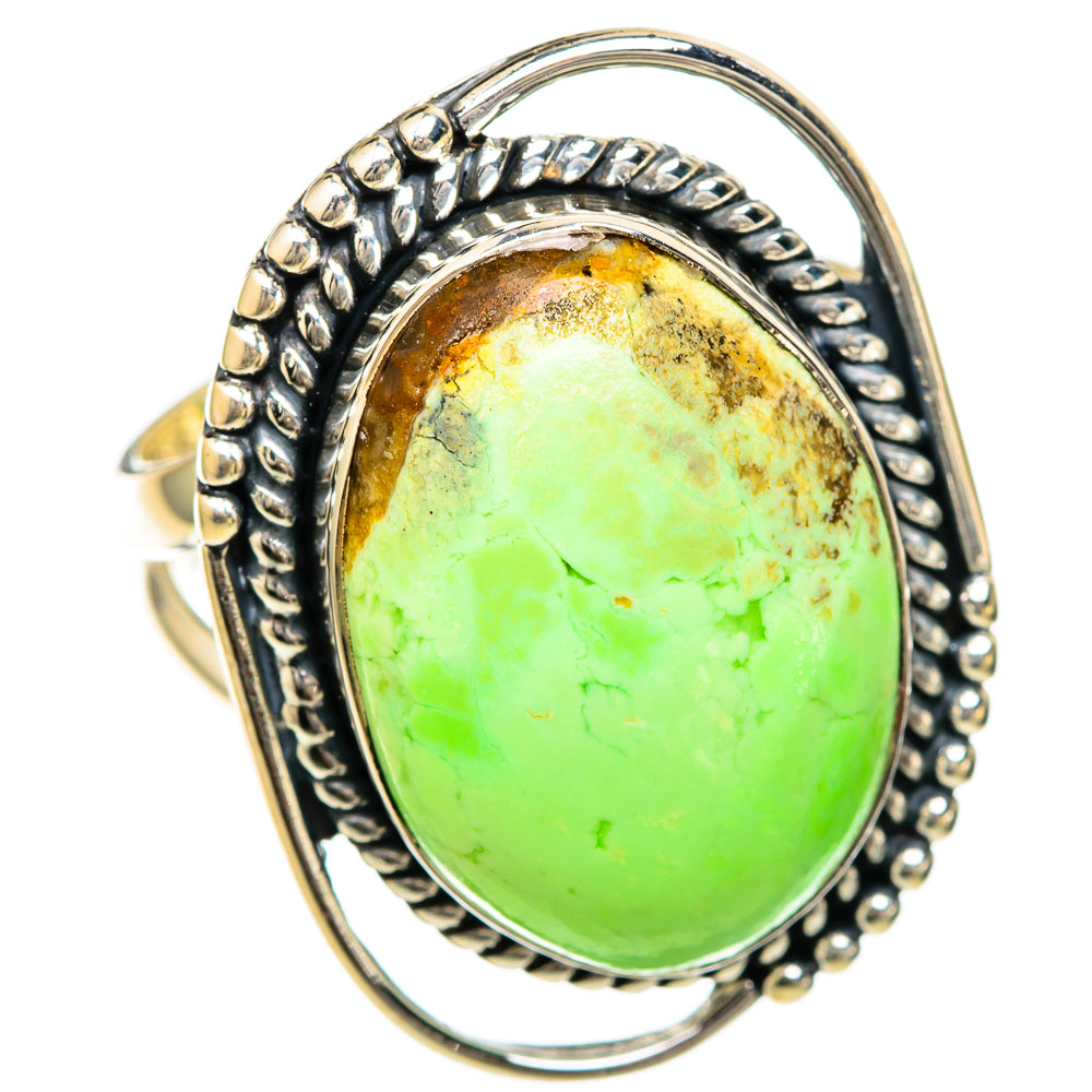 Lemon Chrysoprase Rings handcrafted by Ana Silver Co - RING105005 - Photo 2