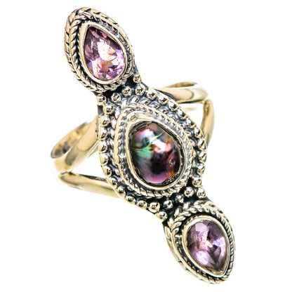 Titanium Mother Of Pearl Rings handcrafted by Ana Silver Co - RING105014 - Photo 2