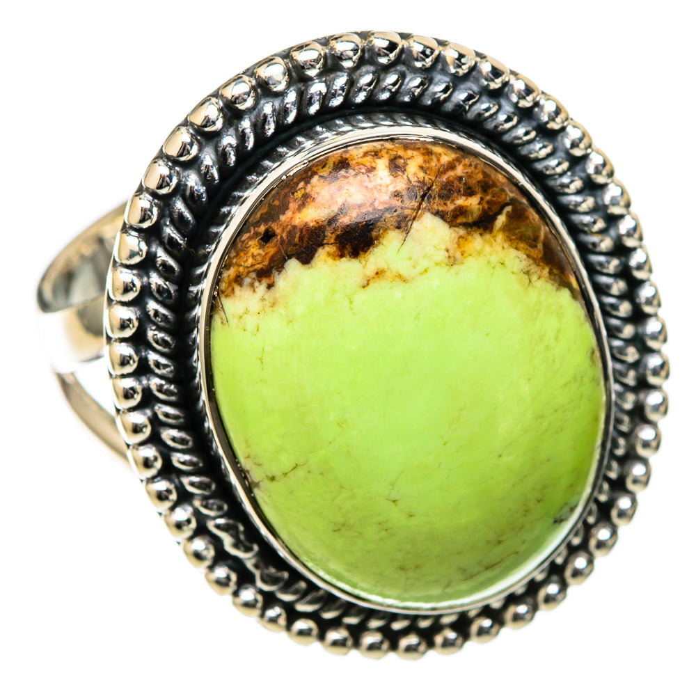 Lemon Chrysoprase Rings handcrafted by Ana Silver Co - RING105023 - Photo 2