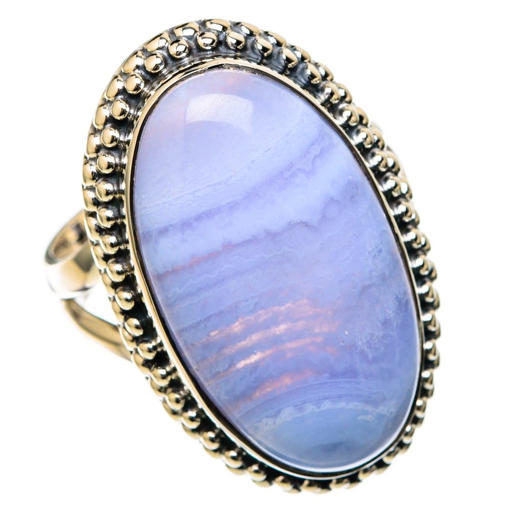 Blue Lace Agate Rings handcrafted by Ana Silver Co - RING105041 - Photo 2
