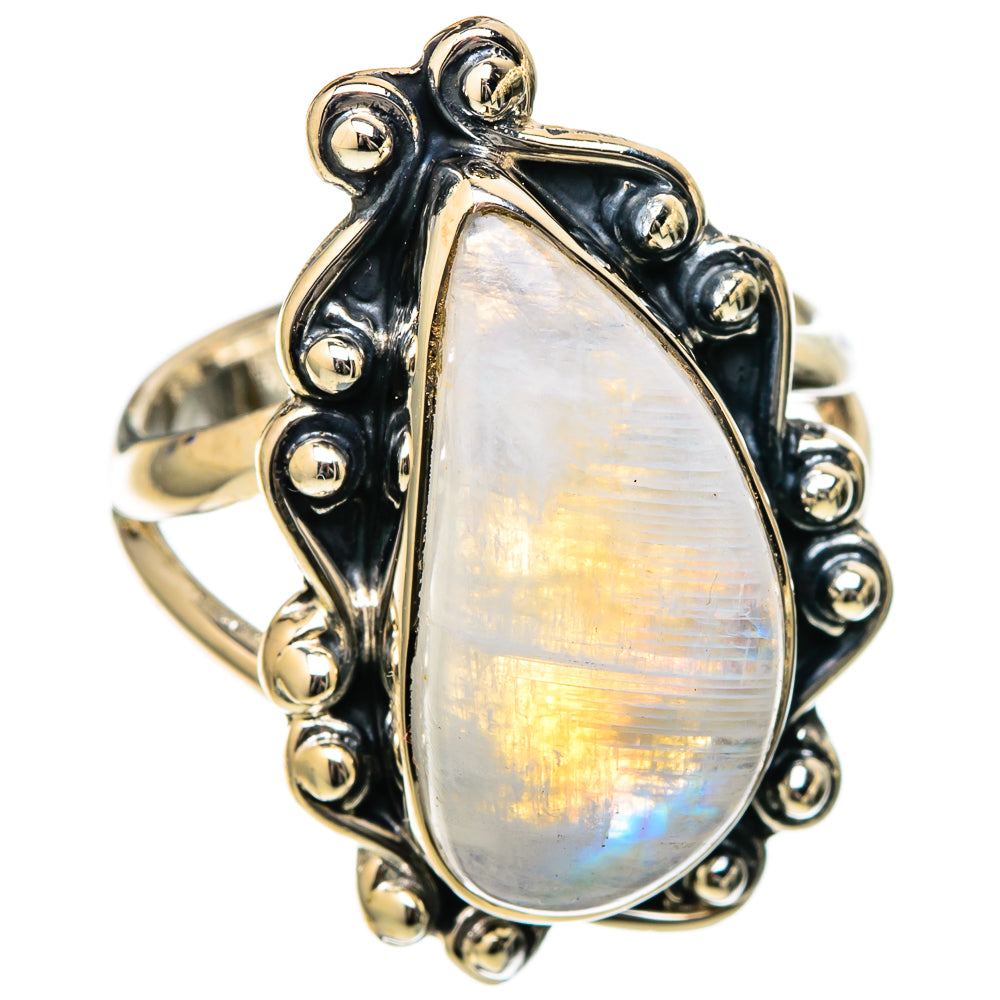 Rainbow Moonstone Rings handcrafted by Ana Silver Co - RING105042 - Photo 2