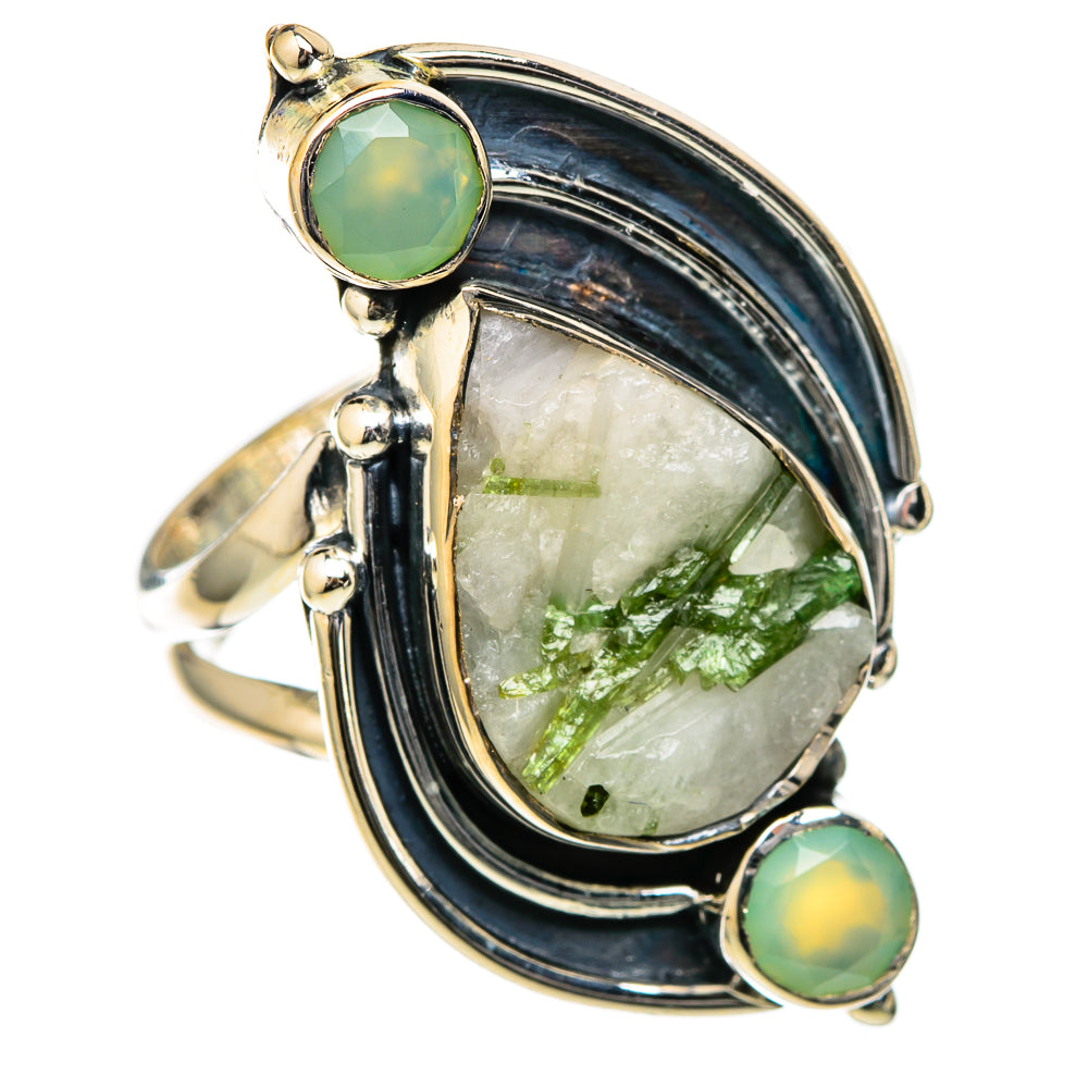 Green Tourmaline In Quartz Rings handcrafted by Ana Silver Co - RING105058 - Photo 2