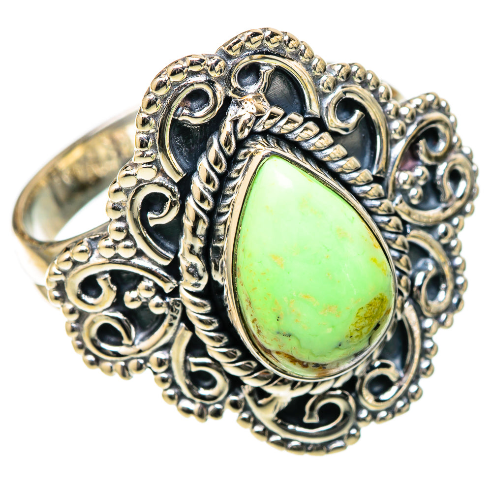 Lemon Chrysoprase Rings handcrafted by Ana Silver Co - RING105060 - Photo 2