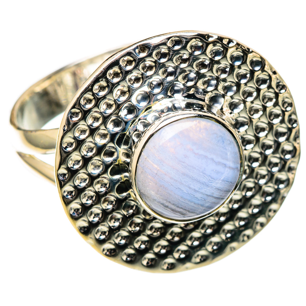 Blue Lace Agate Rings handcrafted by Ana Silver Co - RING105078 - Photo 2