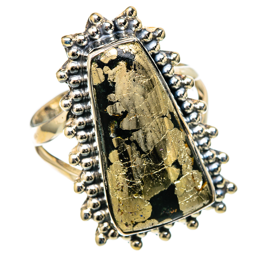 Pyrite Agate Rings handcrafted by Ana Silver Co - RING105106 - Photo 2