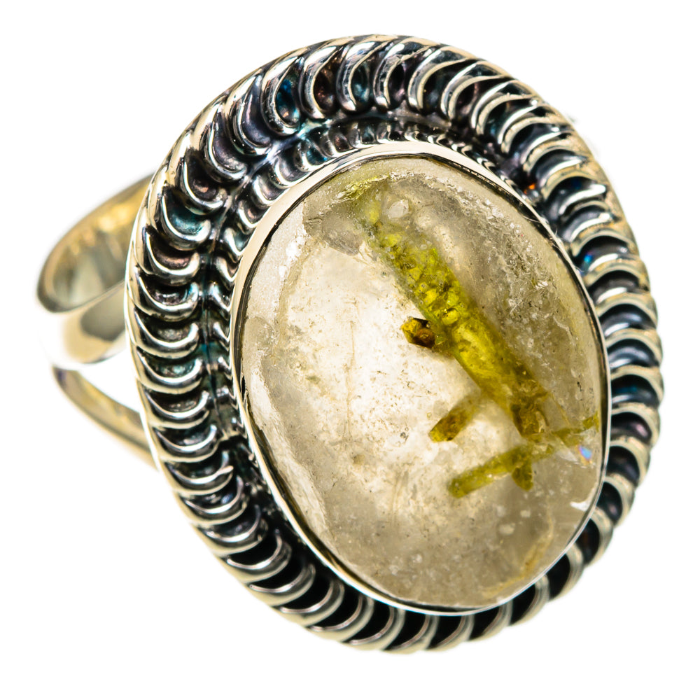 Green Tourmaline In Quartz Rings handcrafted by Ana Silver Co - RING105171 - Photo 2