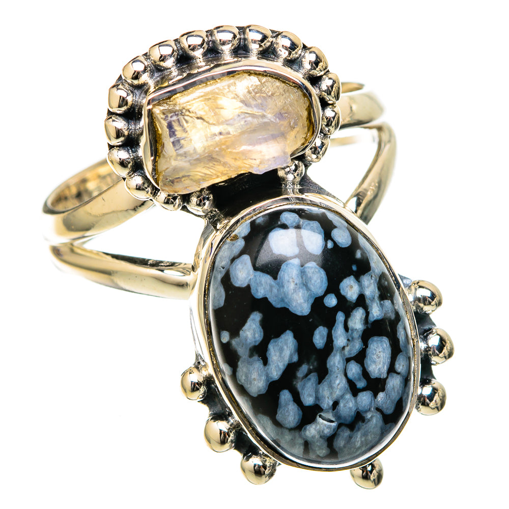 Snowflake Obsidian Rings handcrafted by Ana Silver Co - RING105215 - Photo 2