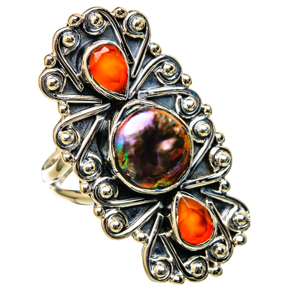 Titanium Mother Of Pearl Rings handcrafted by Ana Silver Co - RING105271 - Photo 2