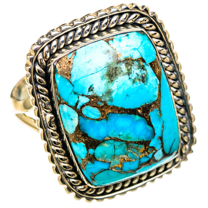Blue Copper Composite Turquoise Rings handcrafted by Ana Silver Co - RING105275 - Photo 2