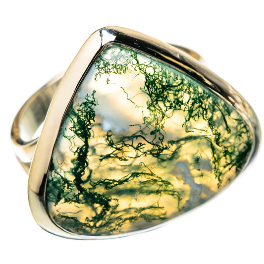Green Moss Agate Rings handcrafted by Ana Silver Co - RING105285 - Photo 2