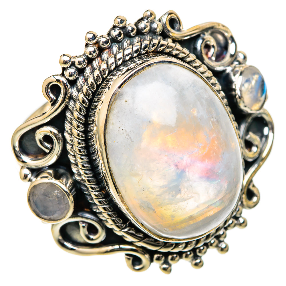 Rainbow Moonstone Rings handcrafted by Ana Silver Co - RING105303 - Photo 2