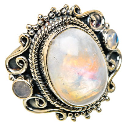 Rainbow Moonstone Rings handcrafted by Ana Silver Co - RING105303 - Photo 2