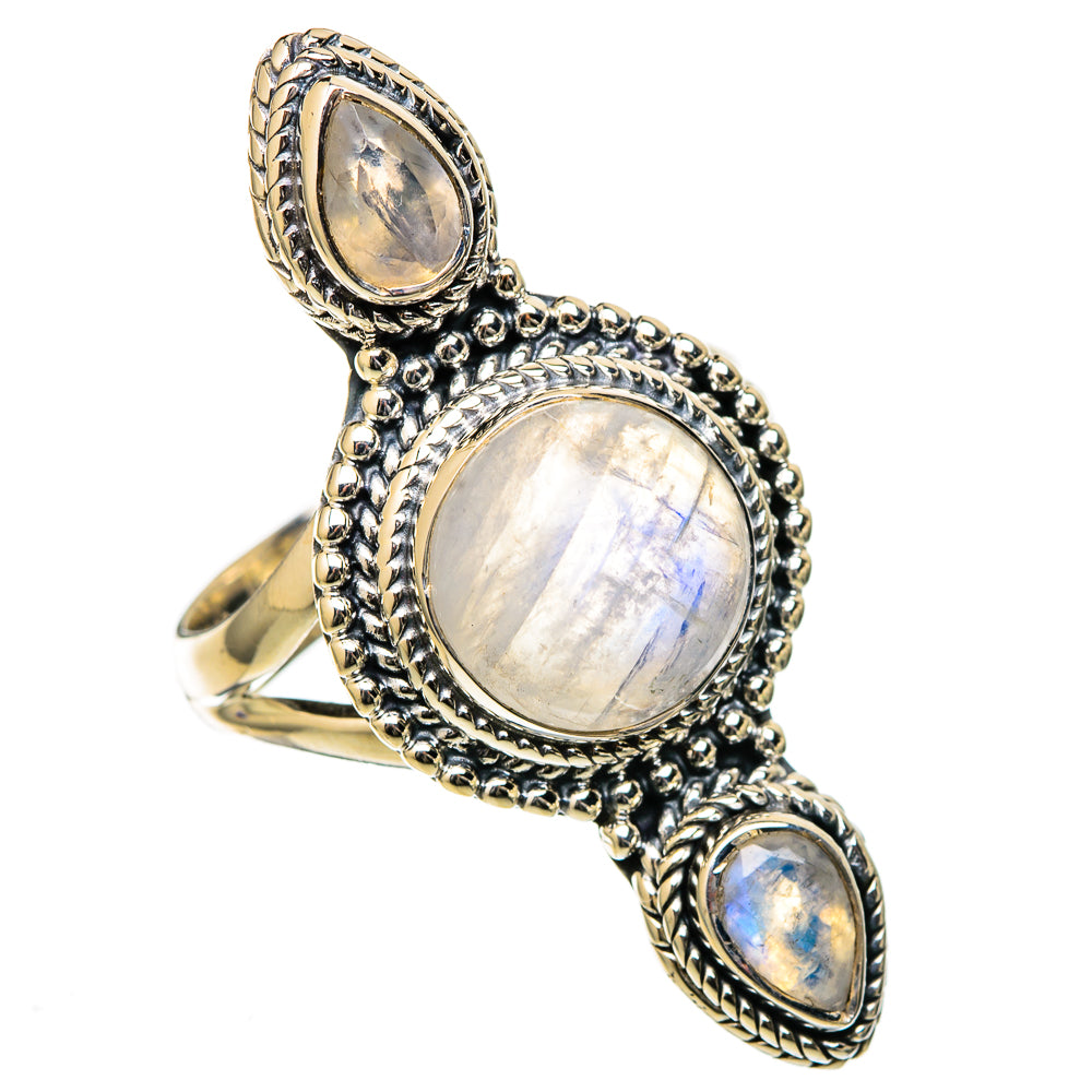 Rainbow Moonstone Rings handcrafted by Ana Silver Co - RING105305 - Photo 2