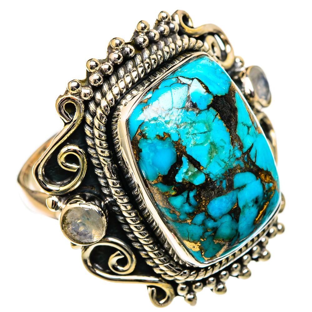 Blue Copper Composite Turquoise Rings handcrafted by Ana Silver Co - RING105313 - Photo 2
