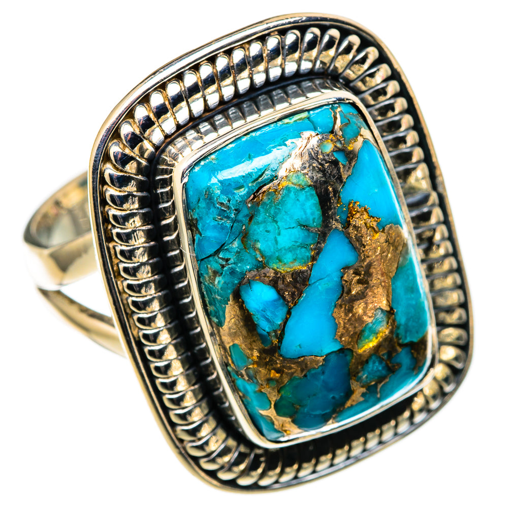 Blue Copper Composite Turquoise Rings handcrafted by Ana Silver Co - RING105320 - Photo 2