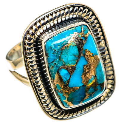 Blue Copper Composite Turquoise Rings handcrafted by Ana Silver Co - RING105320 - Photo 2