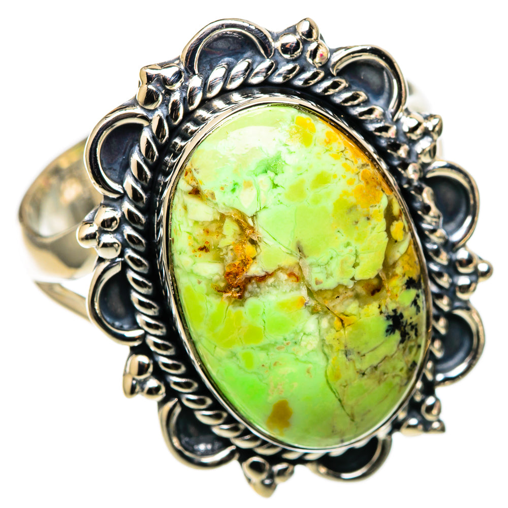 Lemon Chrysoprase Rings handcrafted by Ana Silver Co - RING105324 - Photo 2