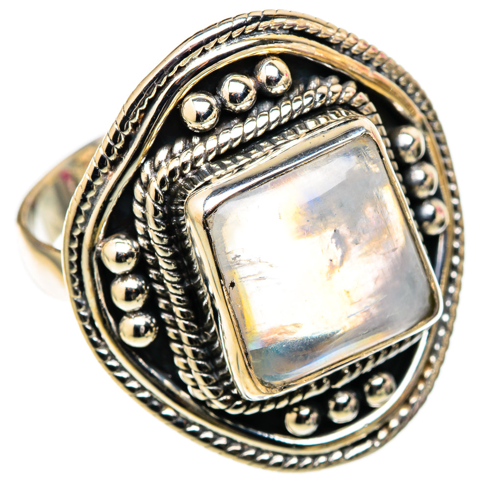 Rainbow Moonstone Rings handcrafted by Ana Silver Co - RING105349 - Photo 2