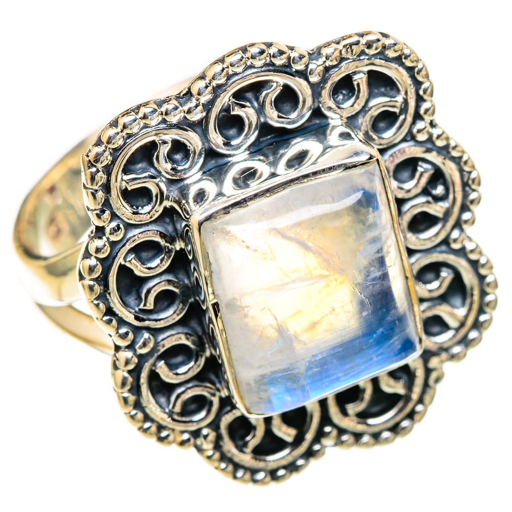 Rainbow Moonstone Rings handcrafted by Ana Silver Co - RING105387 - Photo 2