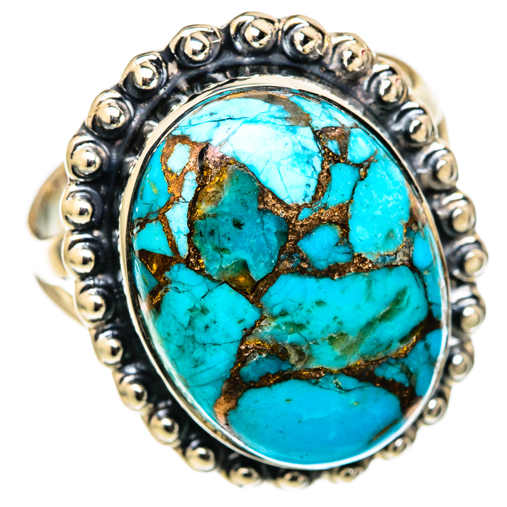 Blue Copper Composite Turquoise Rings handcrafted by Ana Silver Co - RING105396 - Photo 2