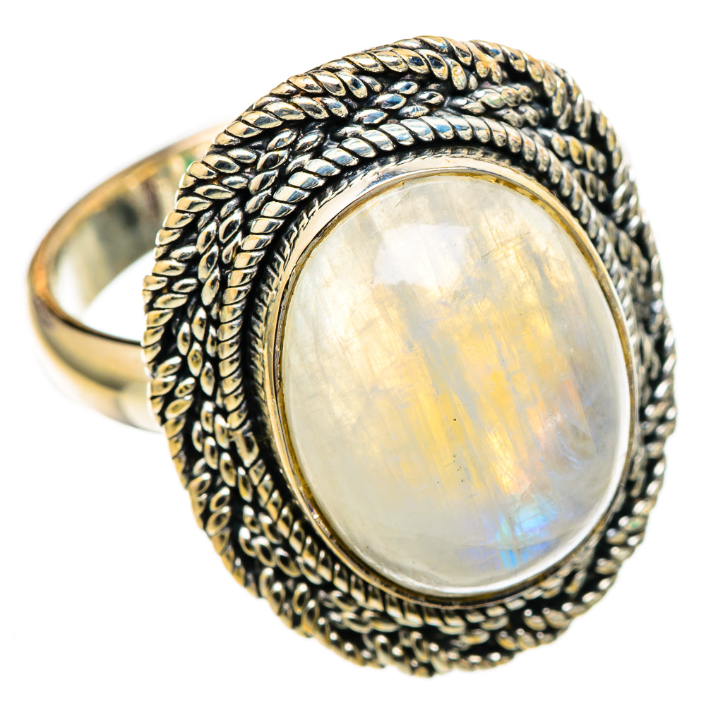 Rainbow Moonstone Rings handcrafted by Ana Silver Co - RING105427 - Photo 2