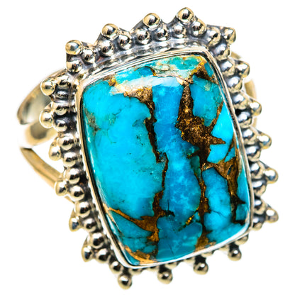 Blue Copper Composite Turquoise Rings handcrafted by Ana Silver Co - RING105436 - Photo 2