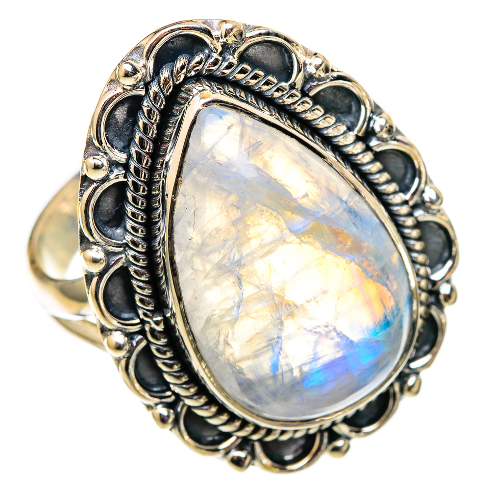 Rainbow Moonstone Rings handcrafted by Ana Silver Co - RING105471 - Photo 2
