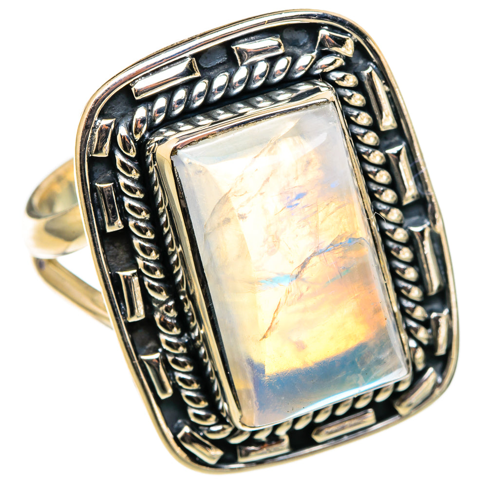 Rainbow Moonstone Rings handcrafted by Ana Silver Co - RING105472 - Photo 2