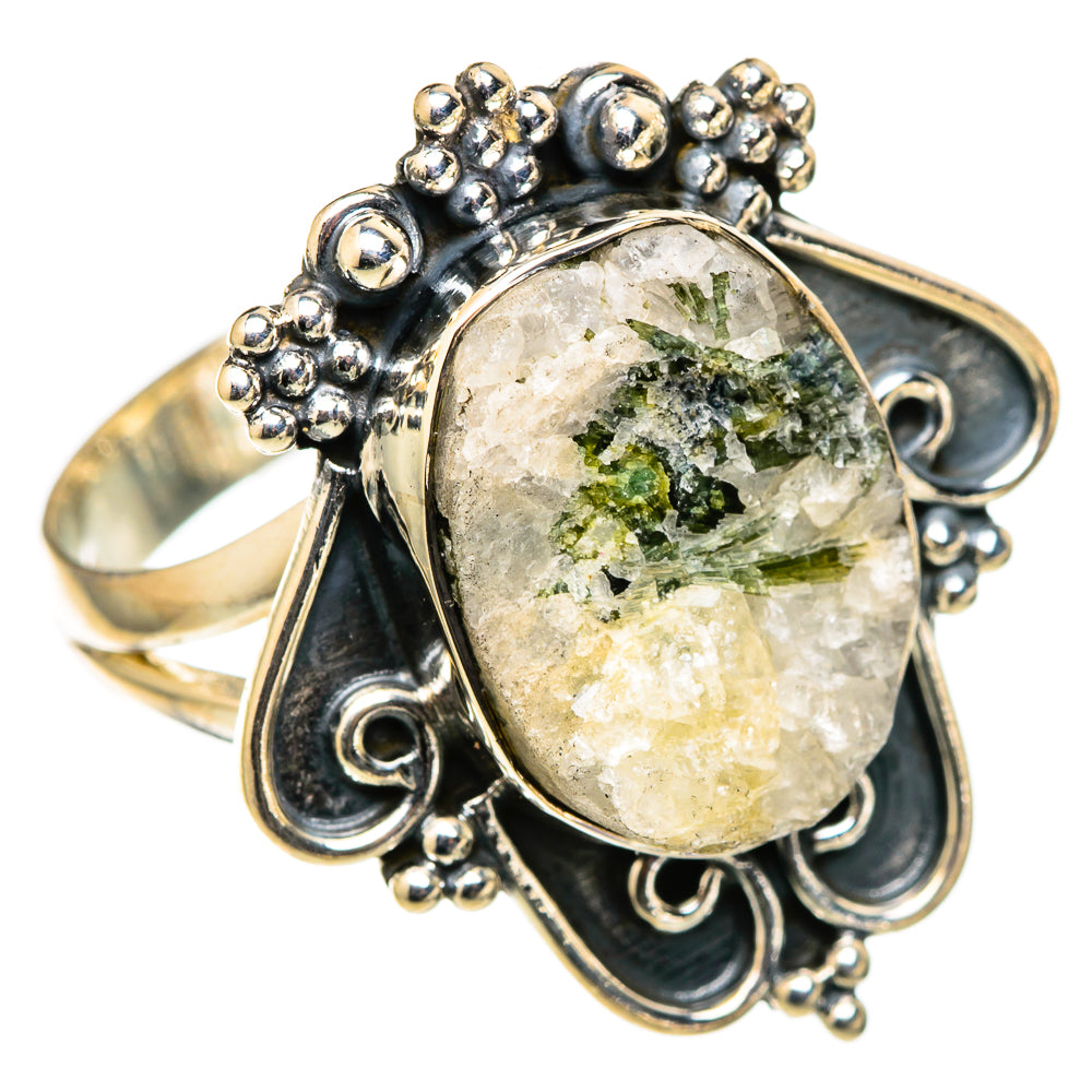 Green Tourmaline In Quartz Rings handcrafted by Ana Silver Co - RING105488 - Photo 2