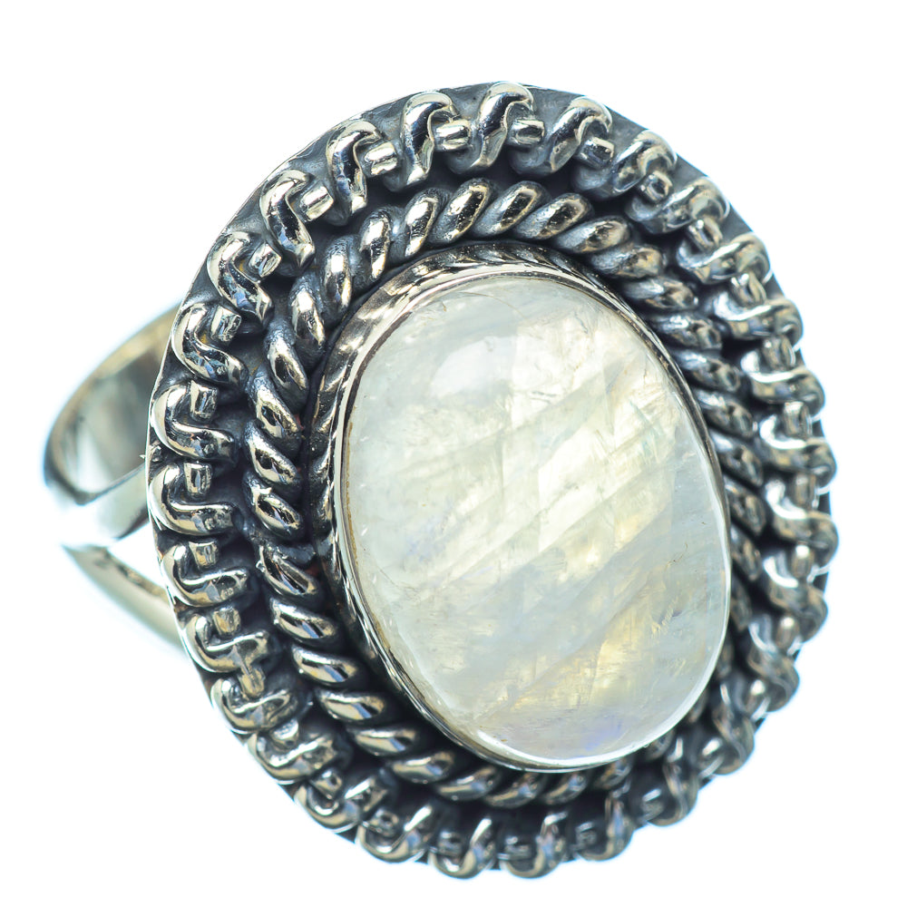 Rainbow Moonstone Rings handcrafted by Ana Silver Co - RING10553