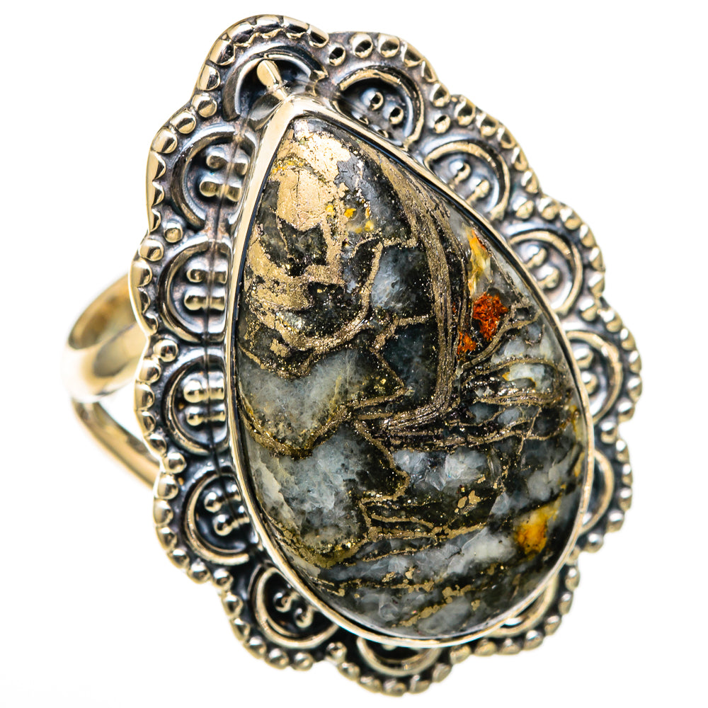 Pyrite Agate Rings handcrafted by Ana Silver Co - RING105554 - Photo 2