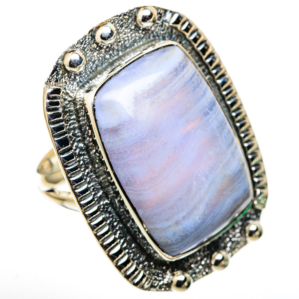 Blue Lace Agate Rings handcrafted by Ana Silver Co - RING105560 - Photo 2