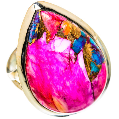 Kingman Pink Dahlia Turquoise Rings handcrafted by Ana Silver Co - RING105566 - Photo 2