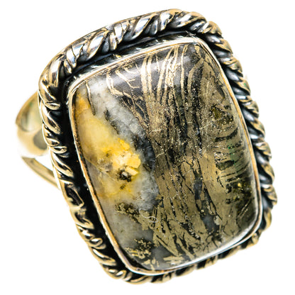 Pyrite Agate Rings handcrafted by Ana Silver Co - RING105601 - Photo 2