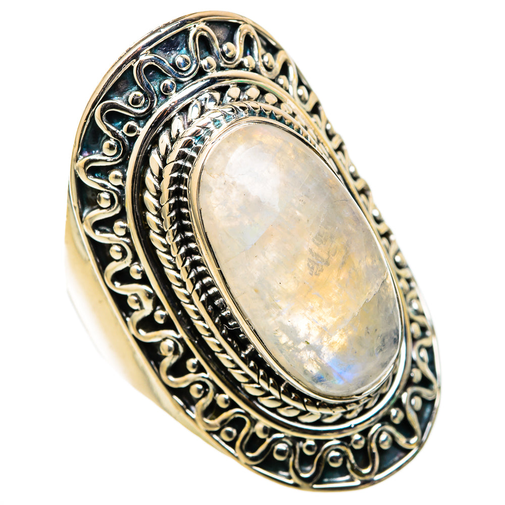 Rainbow Moonstone Rings handcrafted by Ana Silver Co - RING105606 - Photo 2