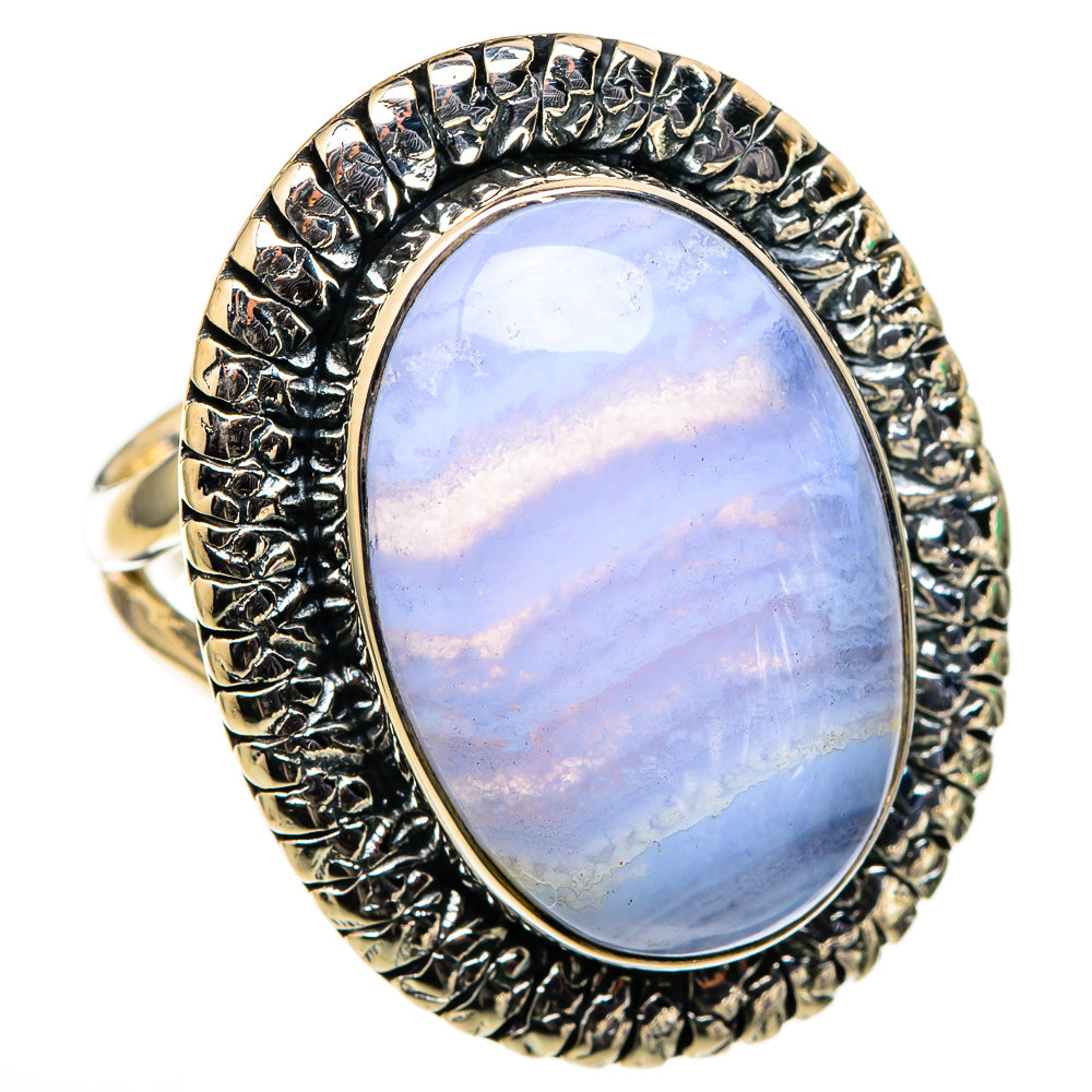 Blue Lace Agate Rings handcrafted by Ana Silver Co - RING105607 - Photo 2