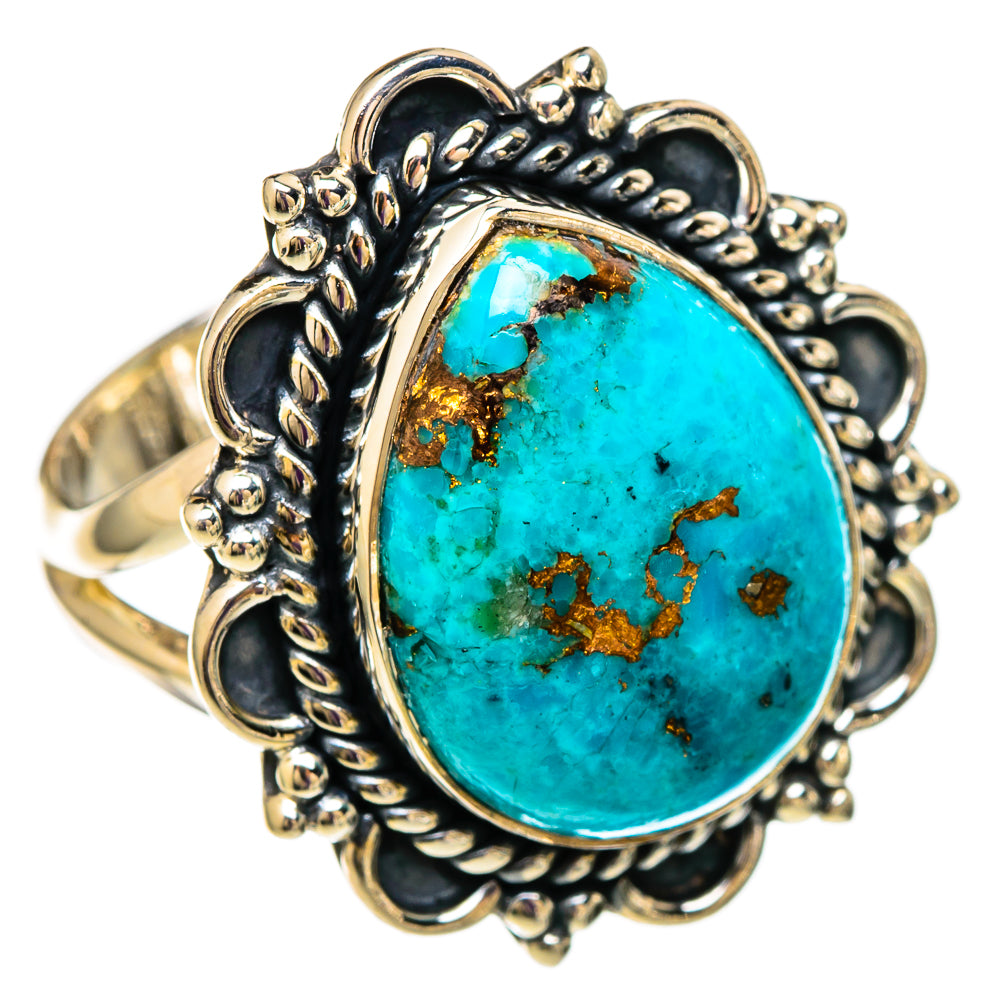 Blue Copper Turquoise Rings handcrafted by Ana Silver Co - RING105619 - Photo 2