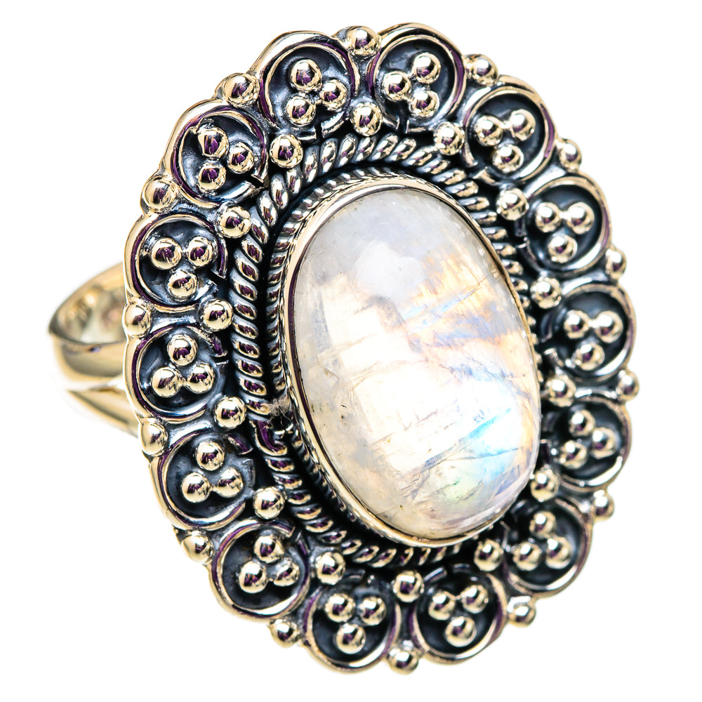 Rainbow Moonstone Rings handcrafted by Ana Silver Co - RING105645 - Photo 2