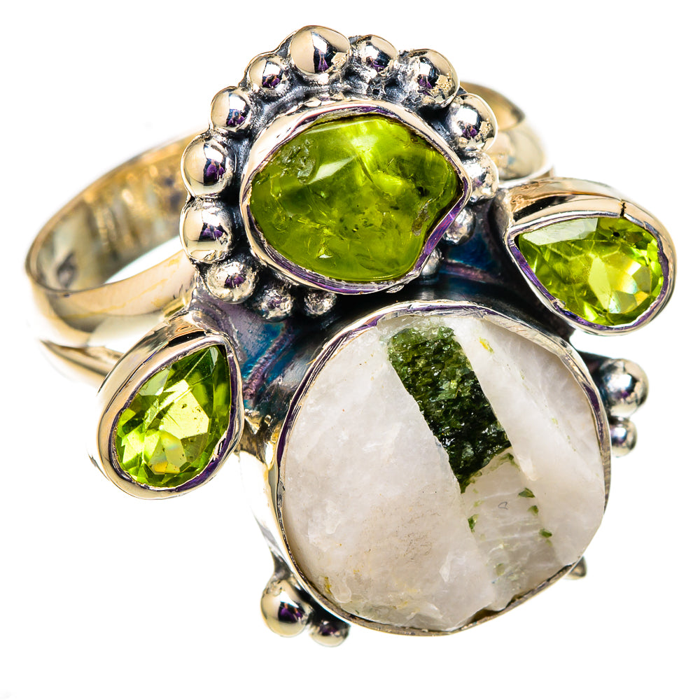 Green Tourmaline In Quartz, Peridot Rings handcrafted by Ana Silver Co - RING105661 - Photo 2