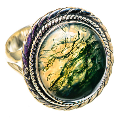 Green Moss Agate Rings handcrafted by Ana Silver Co - RING105663 - Photo 2