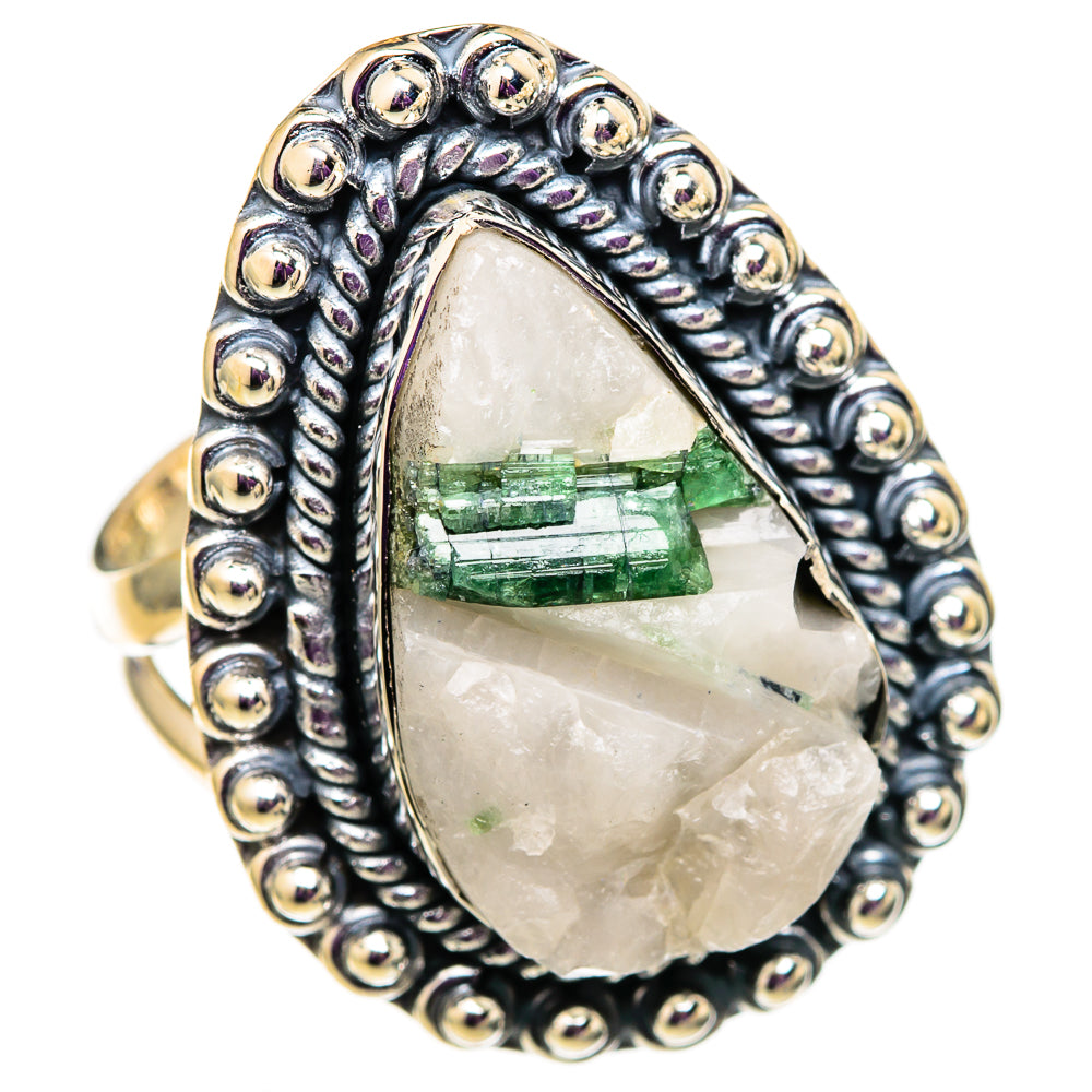 Green Tourmaline In Quartz Rings handcrafted by Ana Silver Co - RING105680 - Photo 2