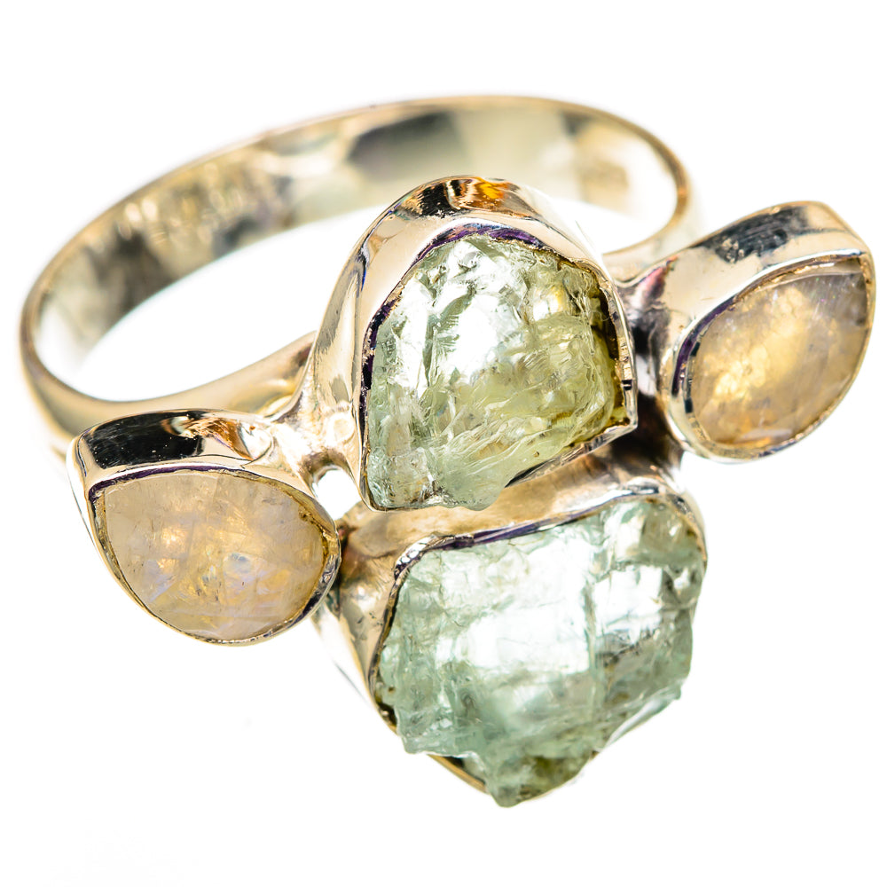 Aquamarine, Rainbow Moonstone Rings handcrafted by Ana Silver Co - RING105689 - Photo 2