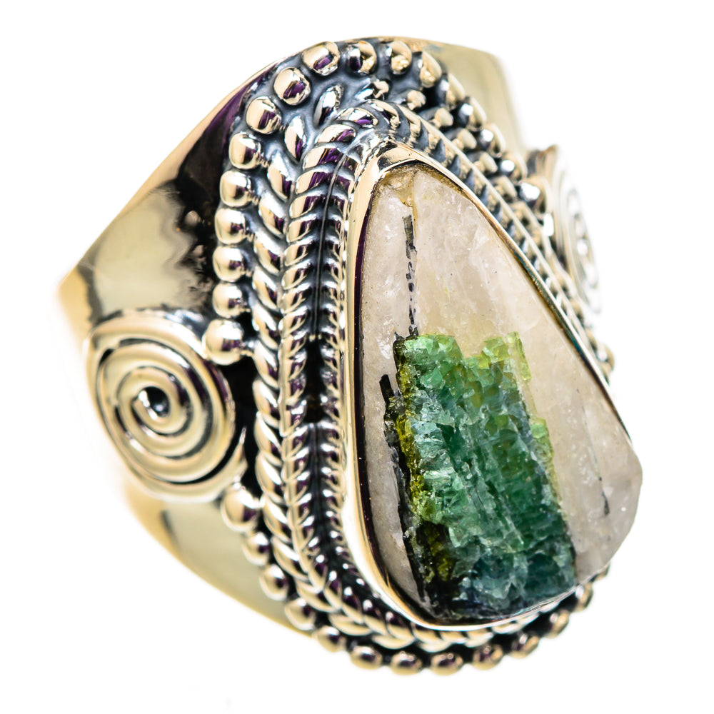 Green Tourmaline In Quartz Rings handcrafted by Ana Silver Co - RING105693 - Photo 2