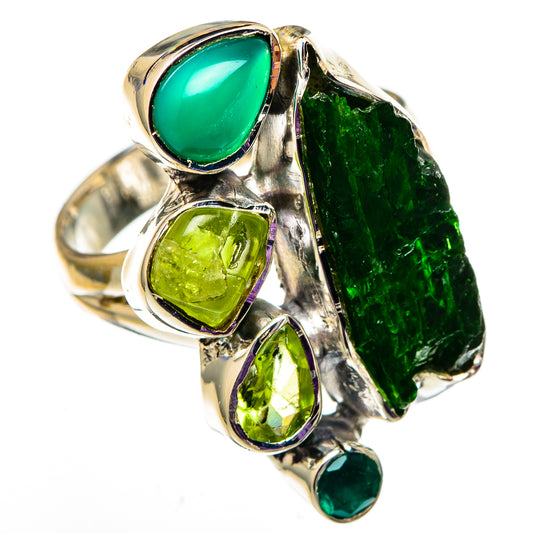 Chrome Diopside, Green Onyx, Peridot Rings handcrafted by Ana Silver Co - RING105697 - Photo 2