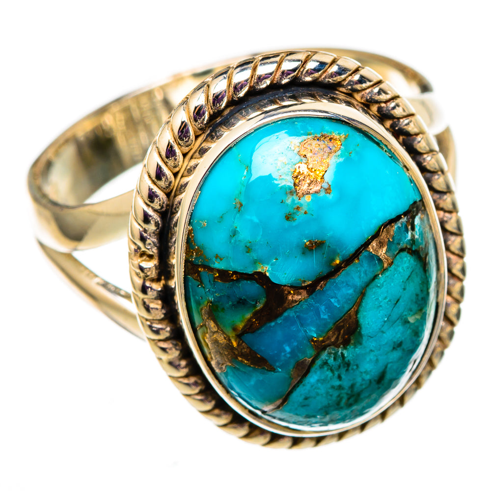 Blue Copper Composite Turquoise Rings handcrafted by Ana Silver Co - RING105717 - Photo 2